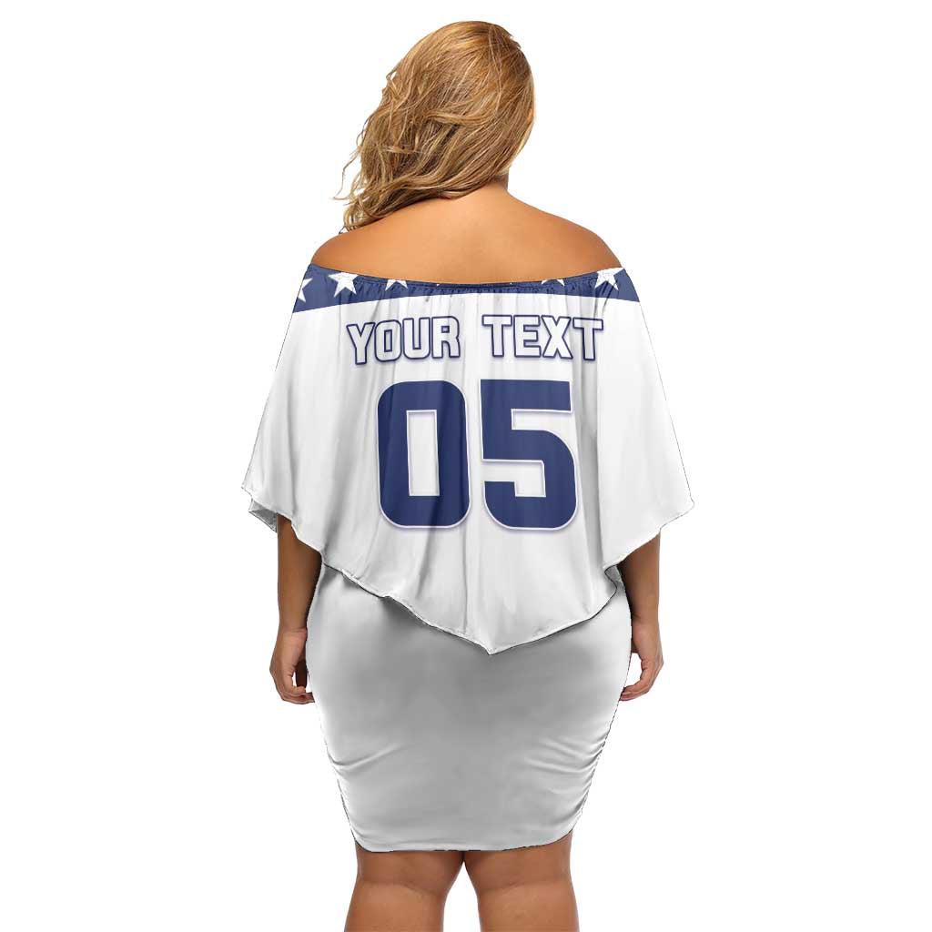 Custom United States Hockey Off Shoulder Short Dress Go Champions USA
