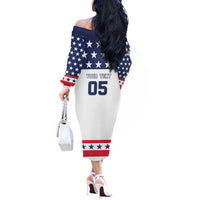 Custom United States Hockey Off The Shoulder Long Sleeve Dress Go Champions USA