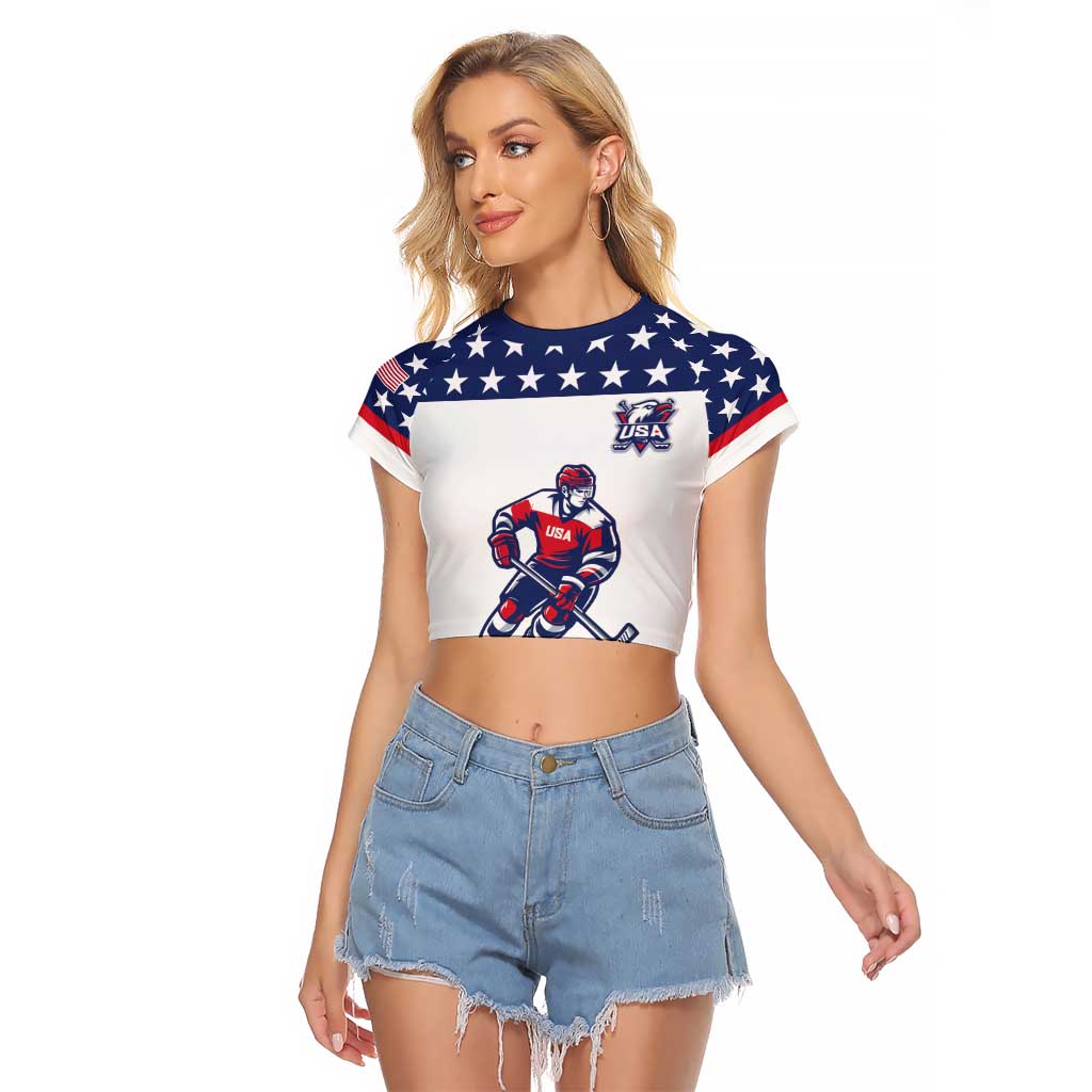 Custom United States Hockey Raglan Cropped T Shirt Go Champions USA