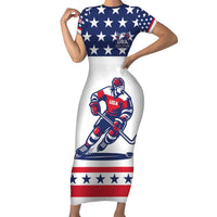 Custom United States Hockey Short Sleeve Bodycon Dress Go Champions USA