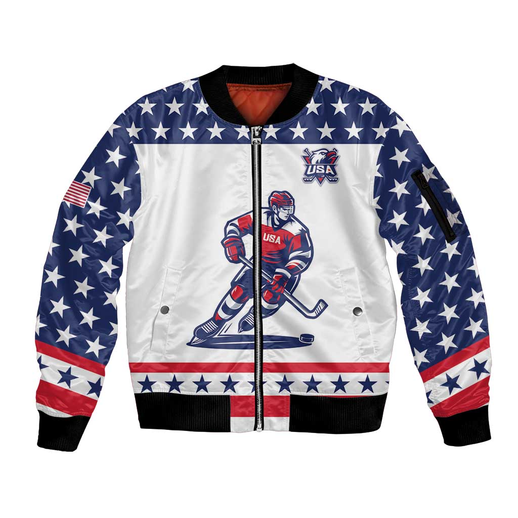 Custom United States Hockey Sleeve Zip Bomber Jacket Go Champions USA