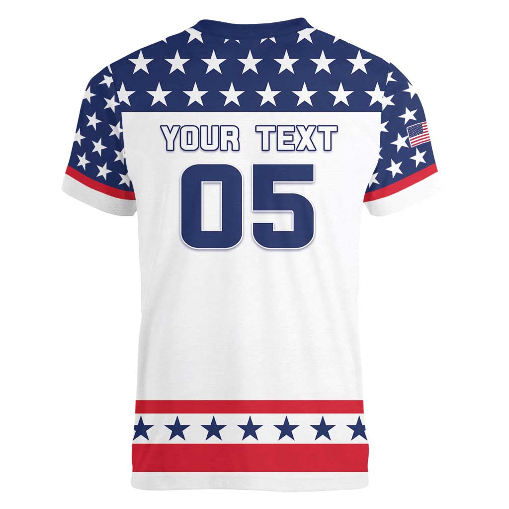 Custom United States Hockey Women V-Neck T-Shirt Go Champions USA