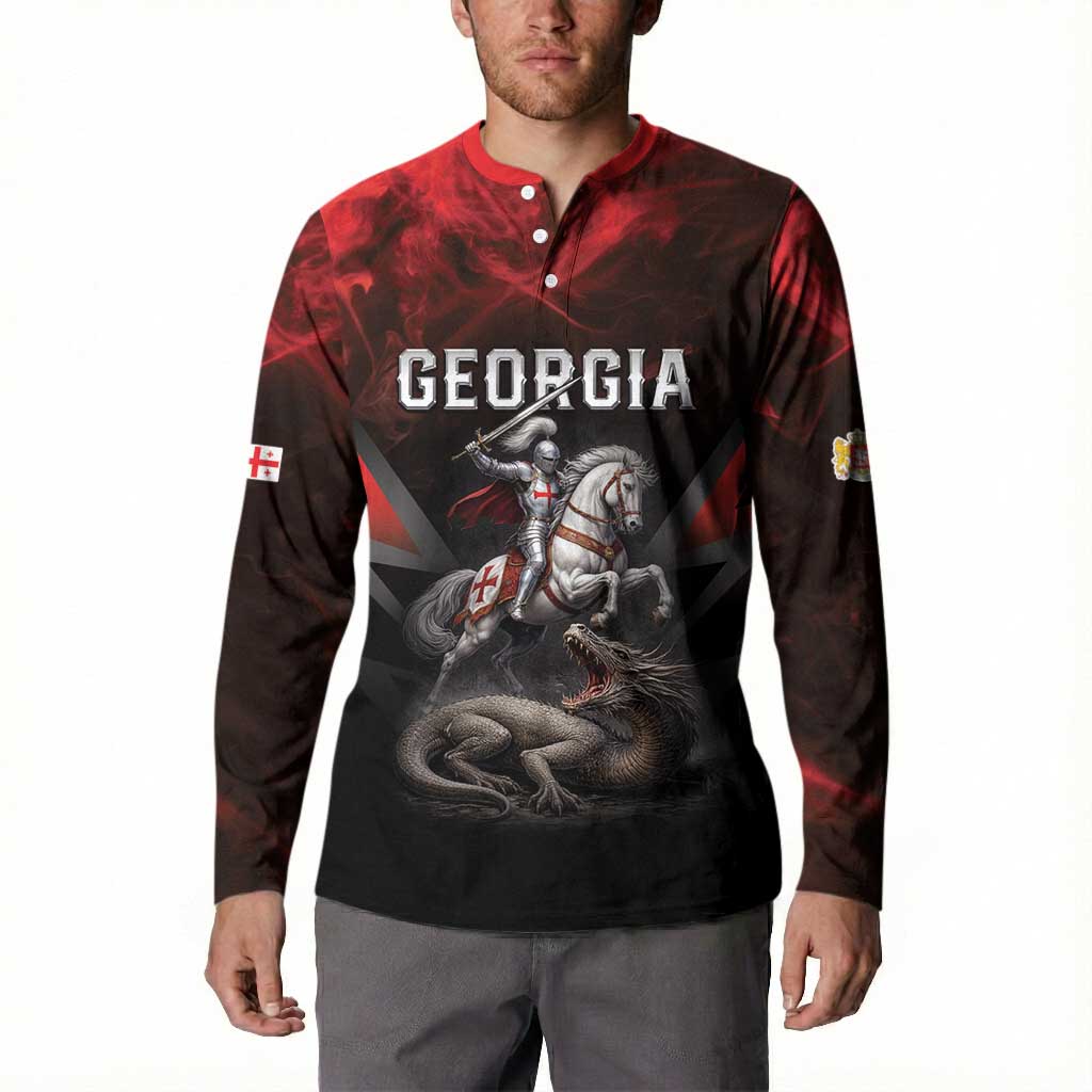 Georgia Coat Of Arms Button Sweatshirt Saint George And The Dragon