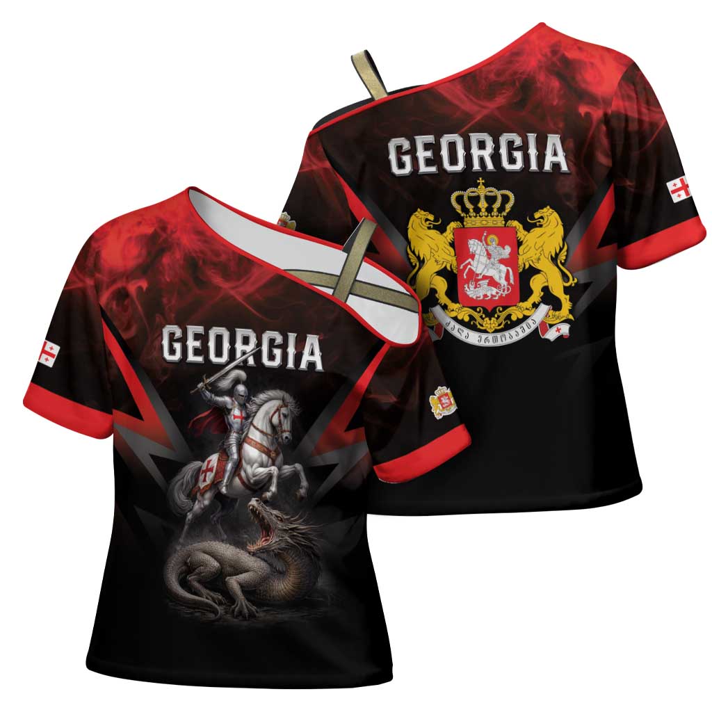 Georgia Coat Of Arms Cross Shoulder Shirt Saint George And The Dragon
