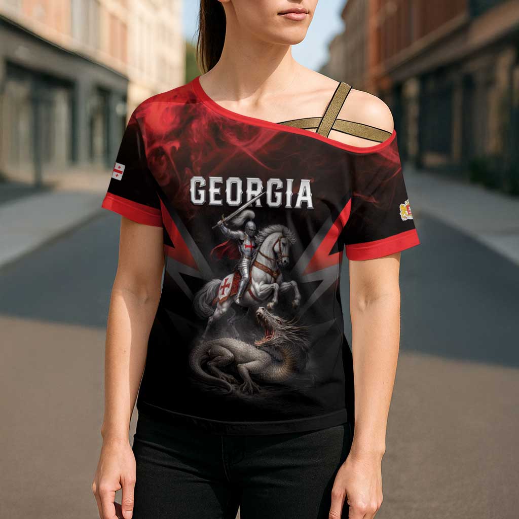 Georgia Coat Of Arms Cross Shoulder Shirt Saint George And The Dragon