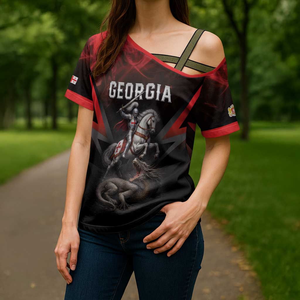 Georgia Coat Of Arms Cross Shoulder Shirt Saint George And The Dragon