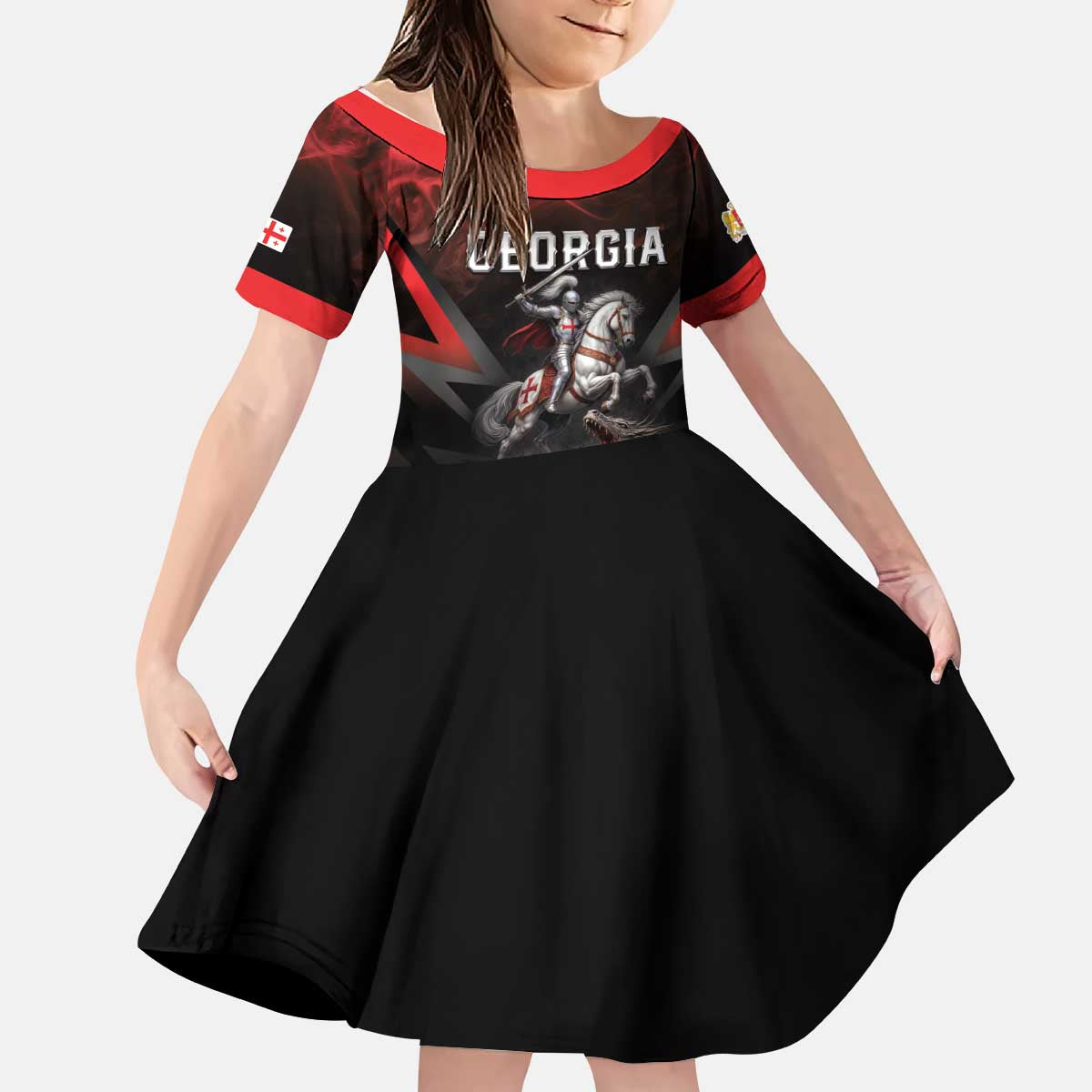 Georgia Coat Of Arms Kid Short Sleeve Dress Saint George And The Dragon