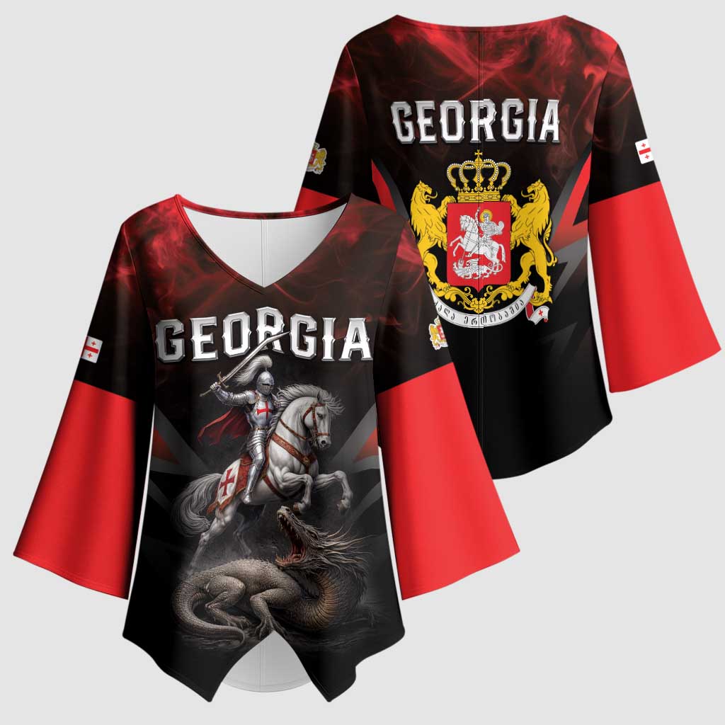 Georgia Coat Of Arms Kimono Sleeve Blouse Saint George And The Dragon