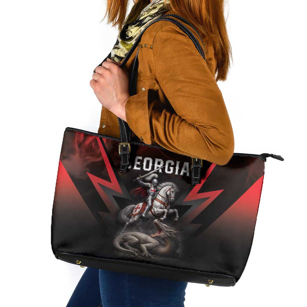 Georgia Coat Of Arms Leather Tote Bag Saint George And The Dragon