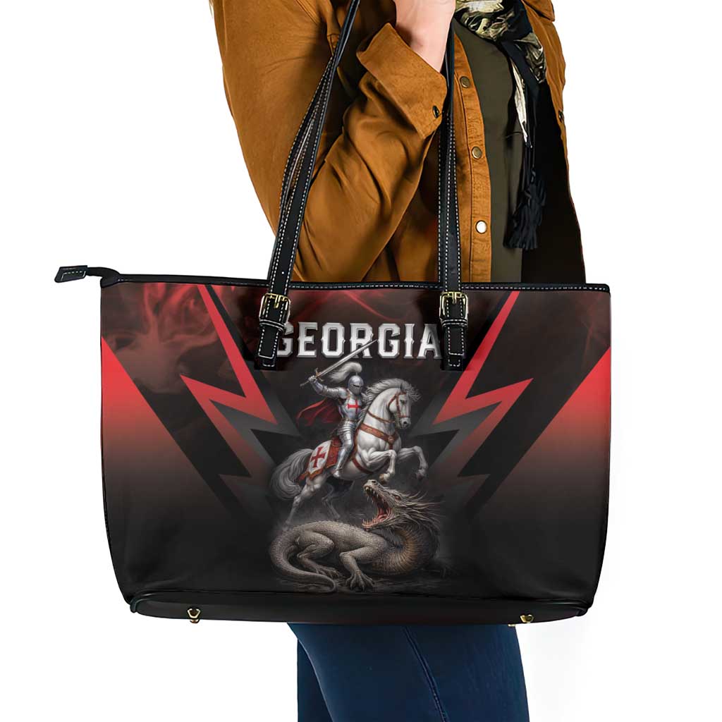Georgia Coat Of Arms Leather Tote Bag Saint George And The Dragon