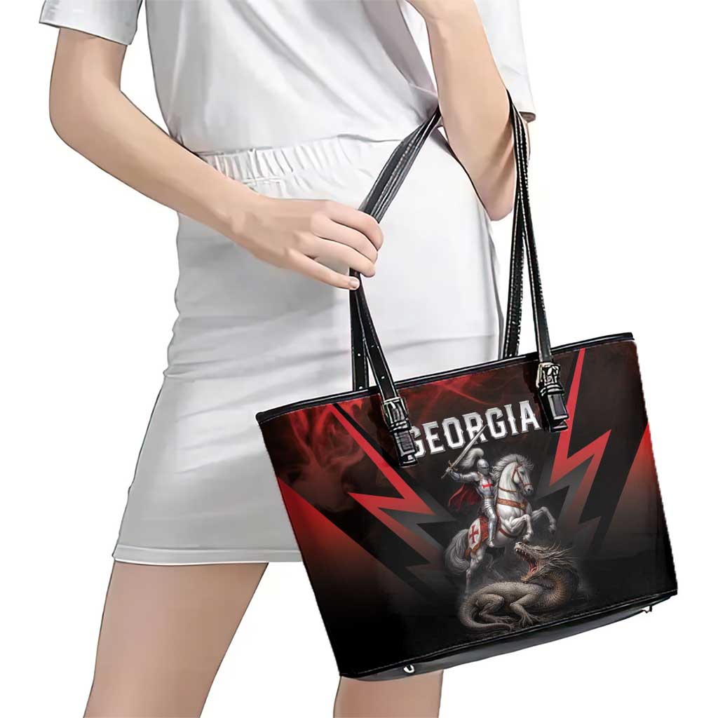 Georgia Coat Of Arms Leather Tote Bag Saint George And The Dragon