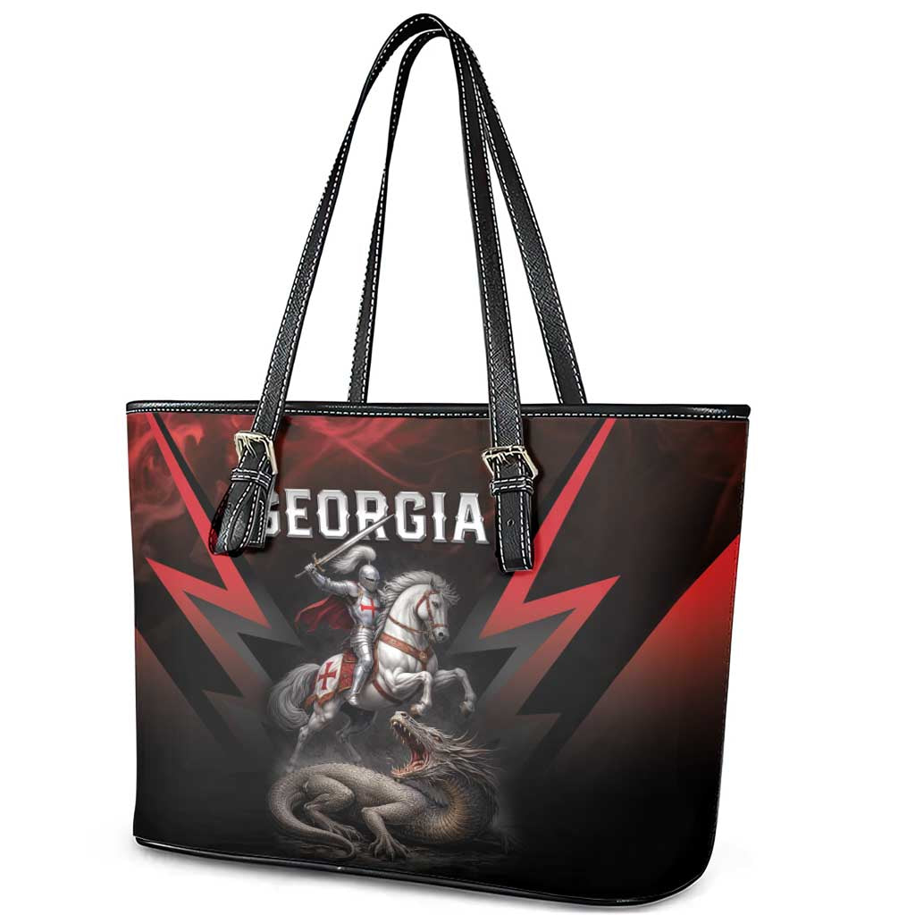 Georgia Coat Of Arms Leather Tote Bag Saint George And The Dragon