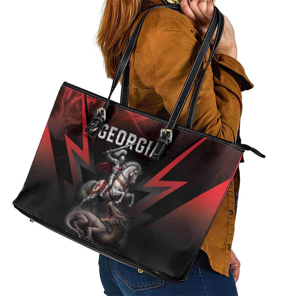 Georgia Coat Of Arms Leather Tote Bag Saint George And The Dragon
