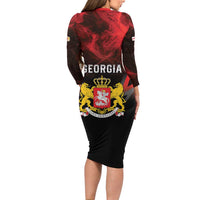 Georgia Coat Of Arms Long Sleeve Bodycon Dress Saint George And The Dragon