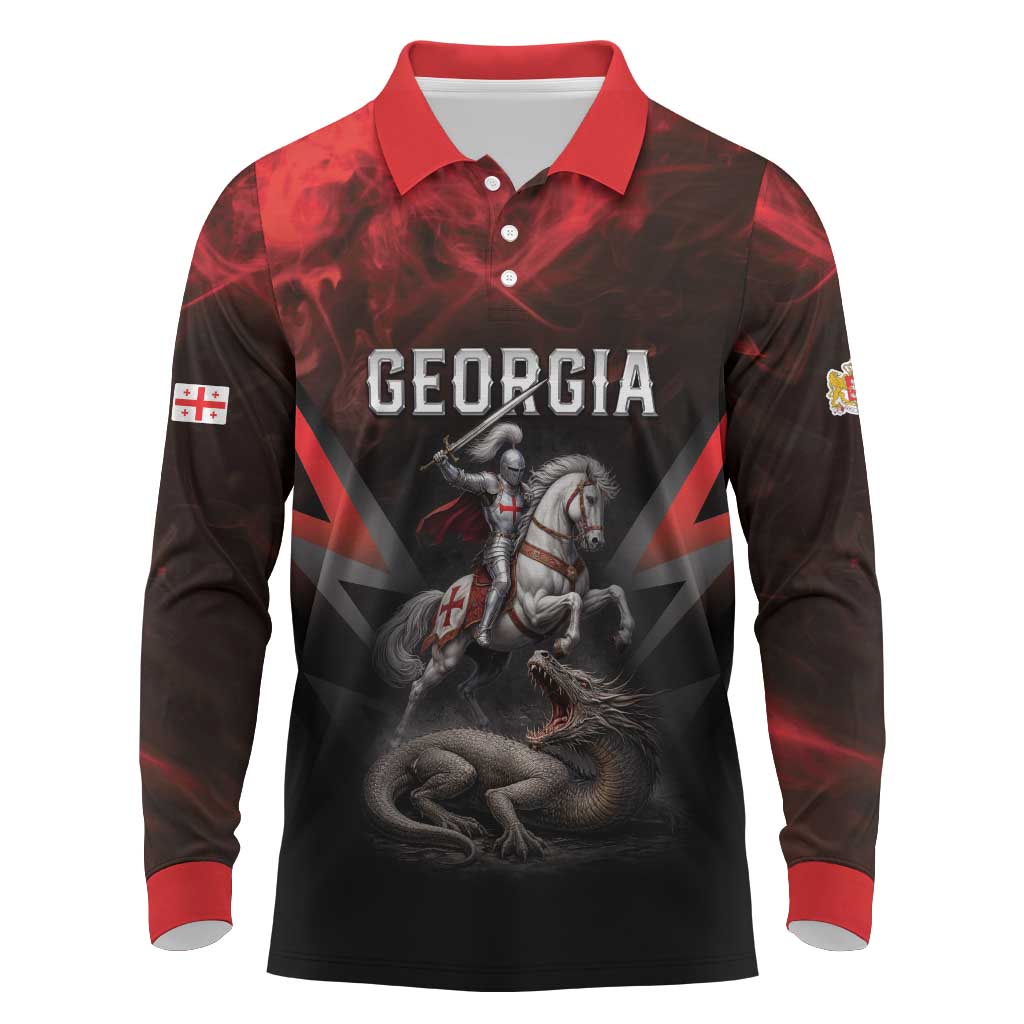Georgia Coat Of Arms Long Sleeve Polo Shirt Saint George And The Dragon