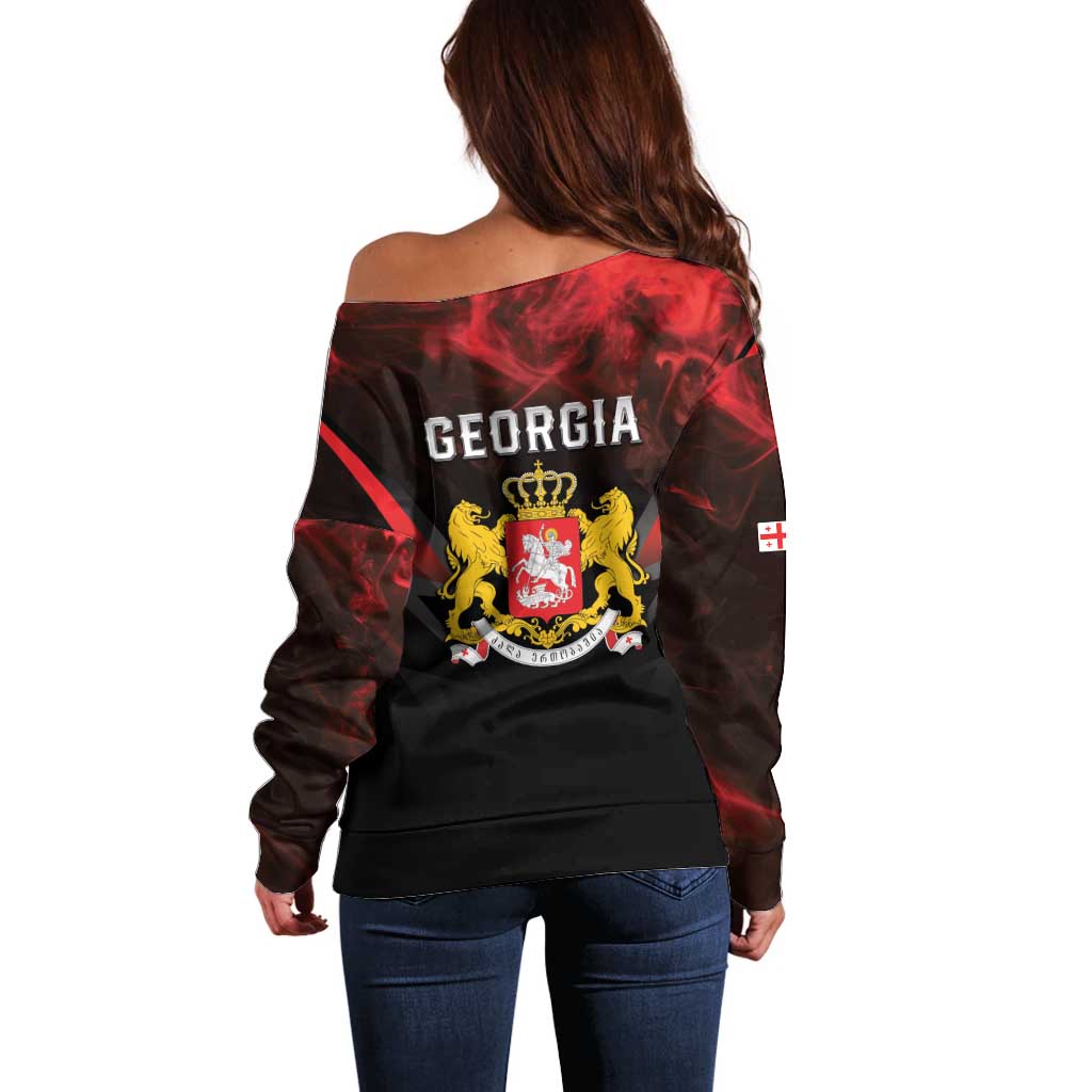 Georgia Coat Of Arms Off Shoulder Sweater Saint George And The Dragon