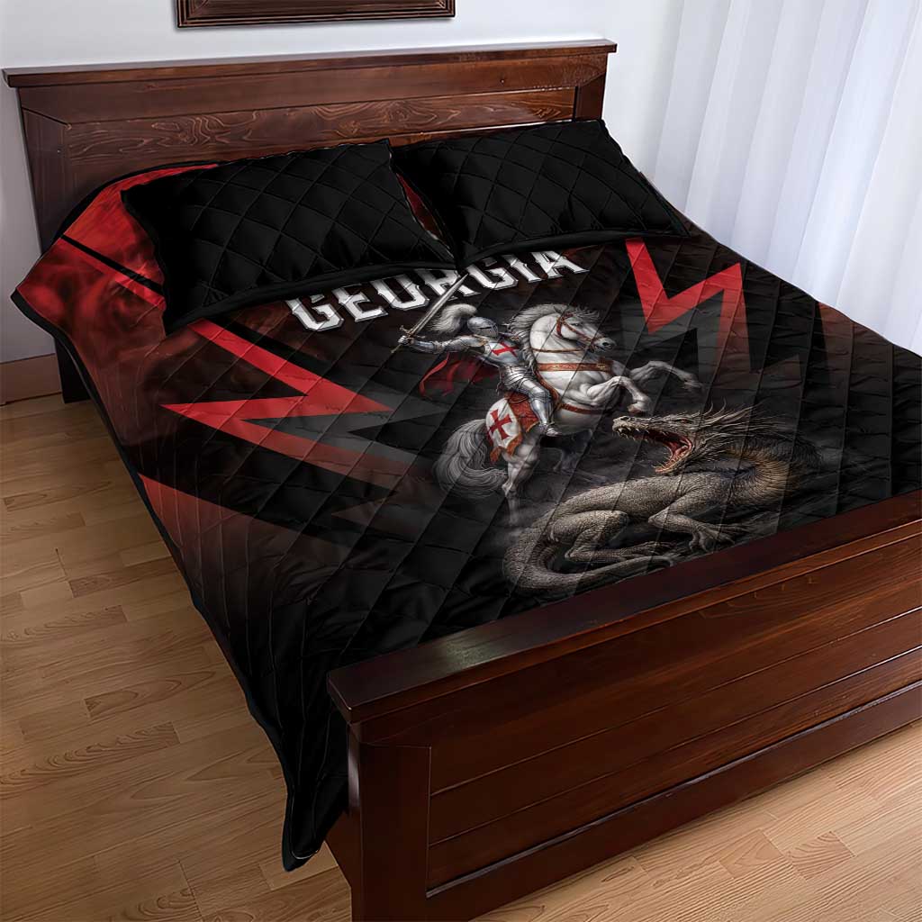 Georgia Coat Of Arms Quilt Bed Set Saint George And The Dragon