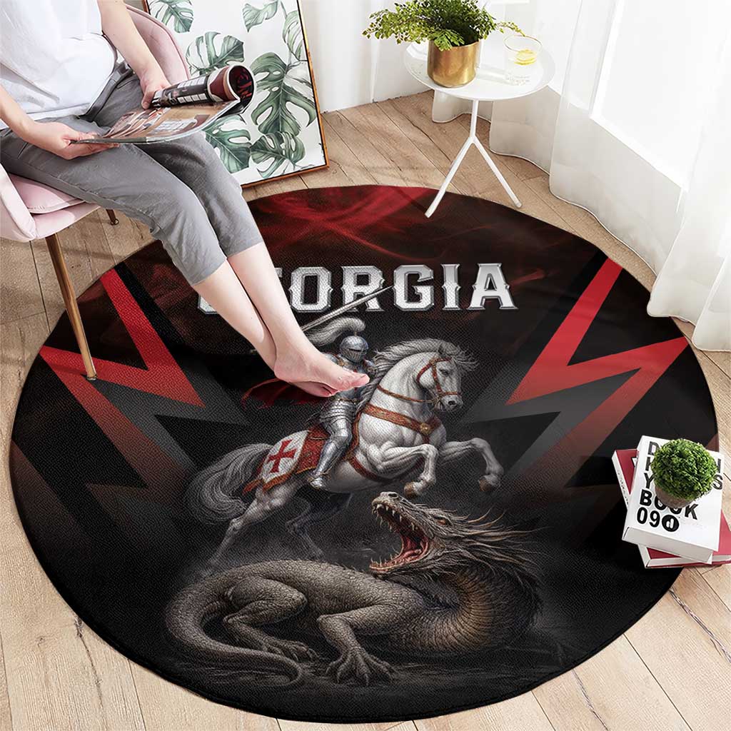 Georgia Coat Of Arms Round Carpet Saint George And The Dragon