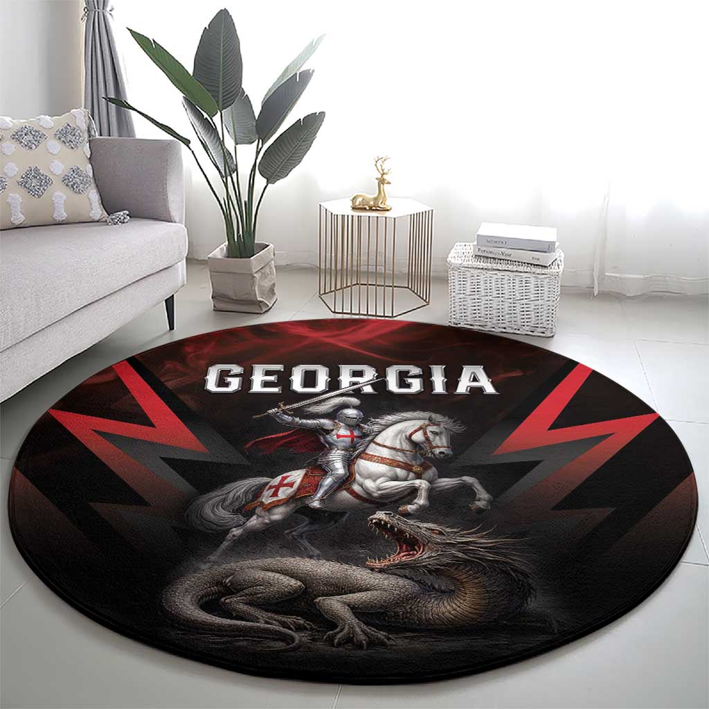 Georgia Coat Of Arms Round Carpet Saint George And The Dragon