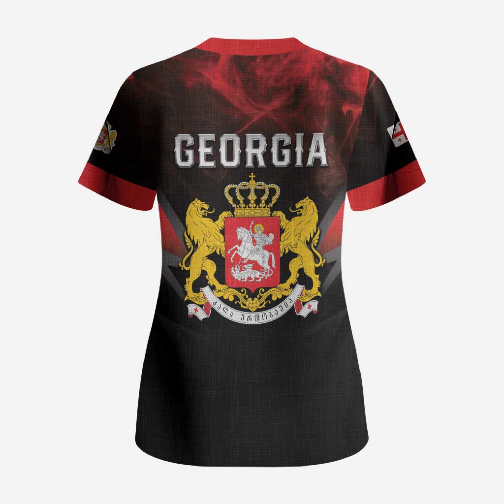 Georgia Coat Of Arms Scrub Top Saint George And The Dragon