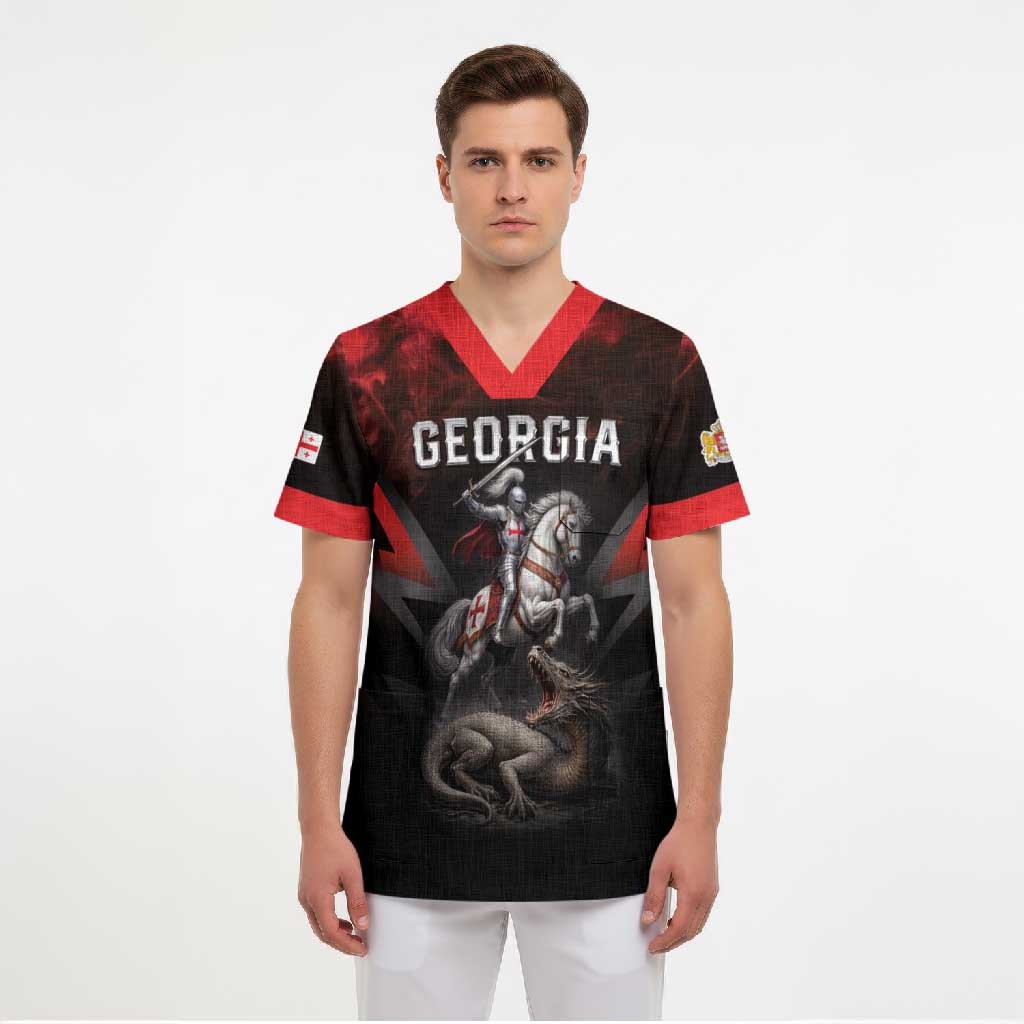 Georgia Coat Of Arms Scrub Top Saint George And The Dragon