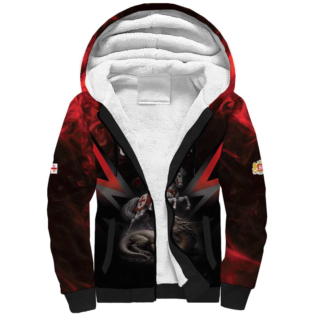 Georgia Coat Of Arms Sherpa Hoodie Saint George And The Dragon