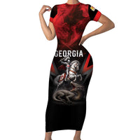 Georgia Coat Of Arms Short Sleeve Bodycon Dress Saint George And The Dragon