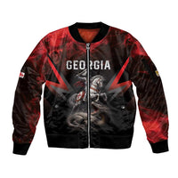 Georgia Coat Of Arms Sleeve Zip Bomber Jacket Saint George And The Dragon