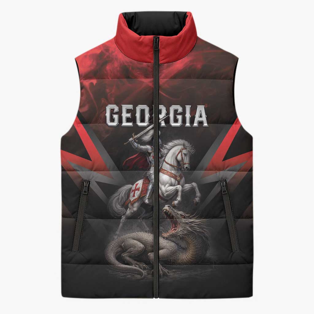 Georgia Coat Of Arms Sleeveless Puffer Jacket Saint George And The Dragon