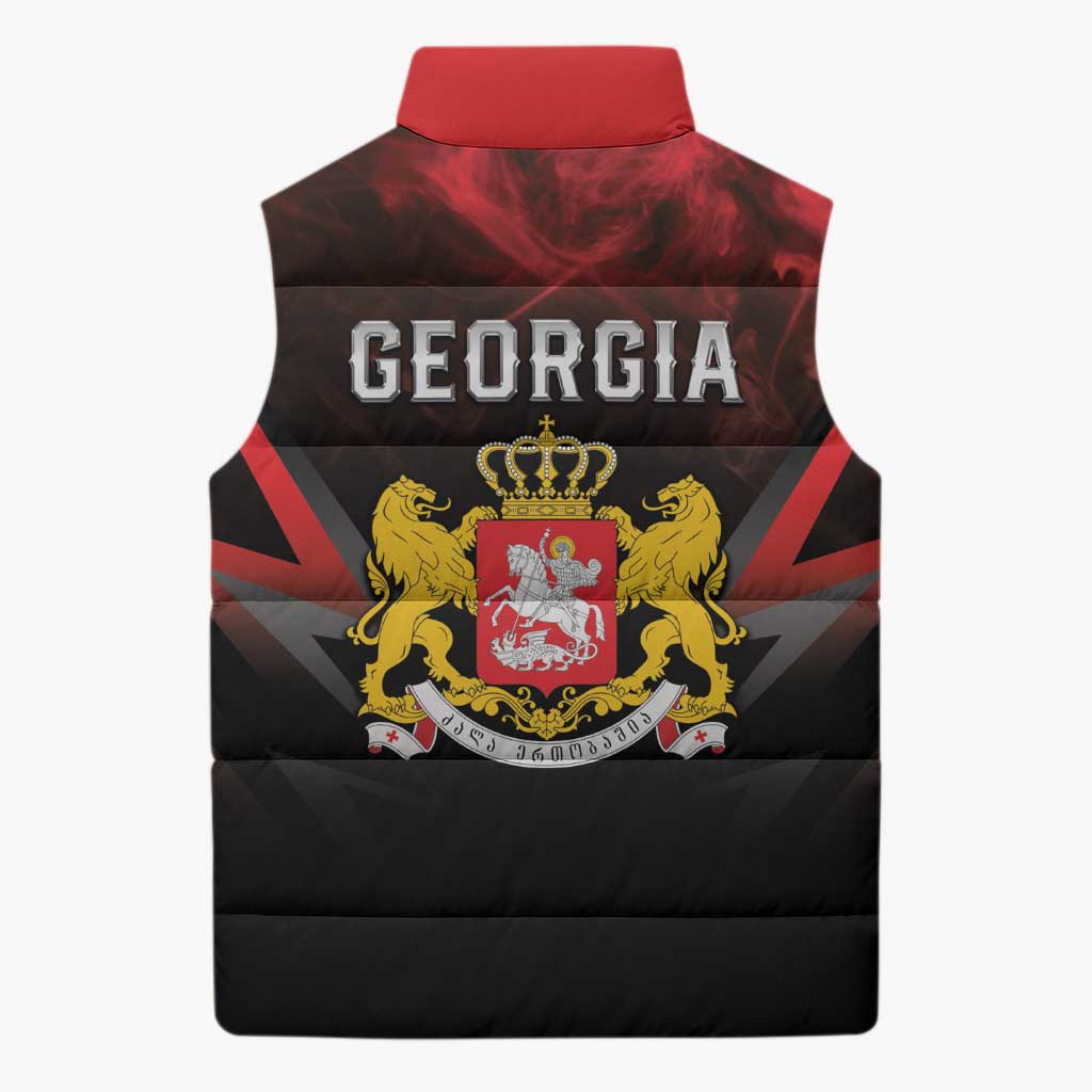 Georgia Coat Of Arms Sleeveless Puffer Jacket Saint George And The Dragon