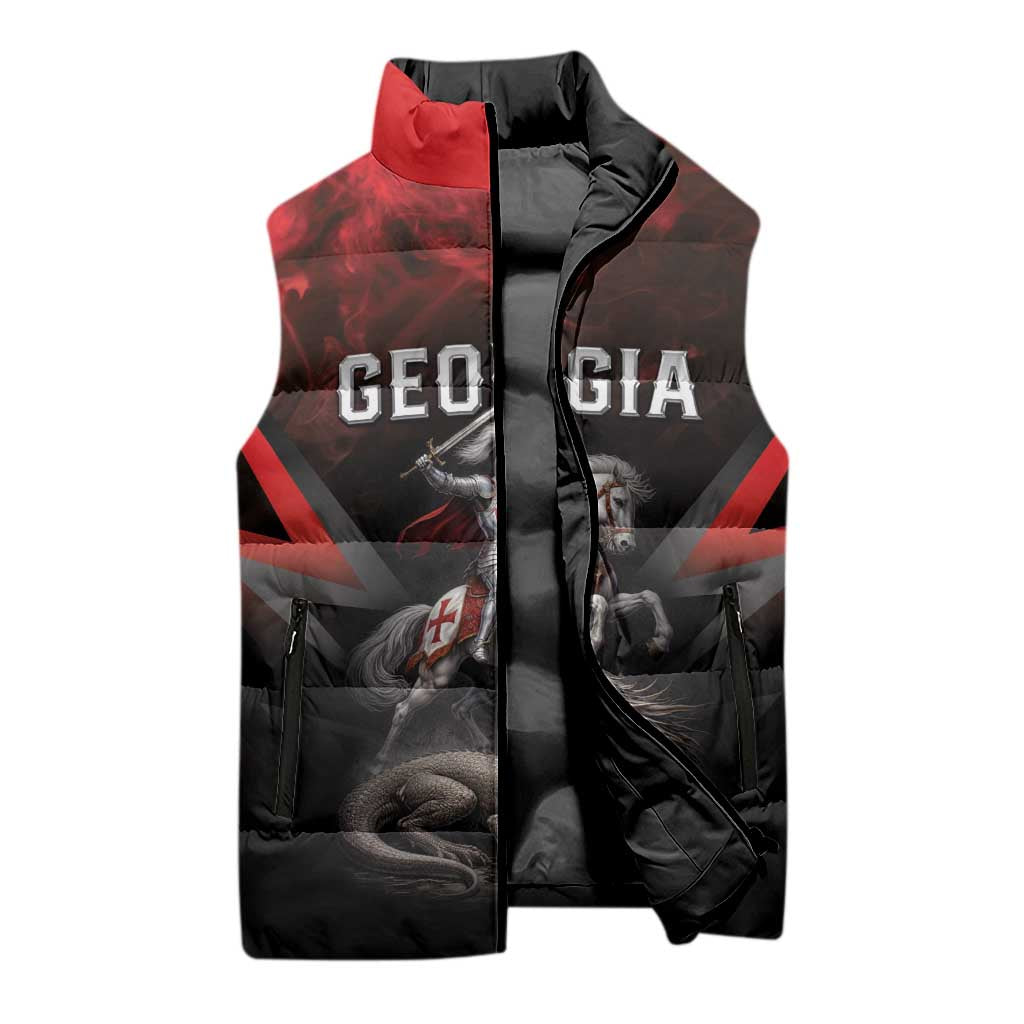 Georgia Coat Of Arms Sleeveless Puffer Jacket Saint George And The Dragon