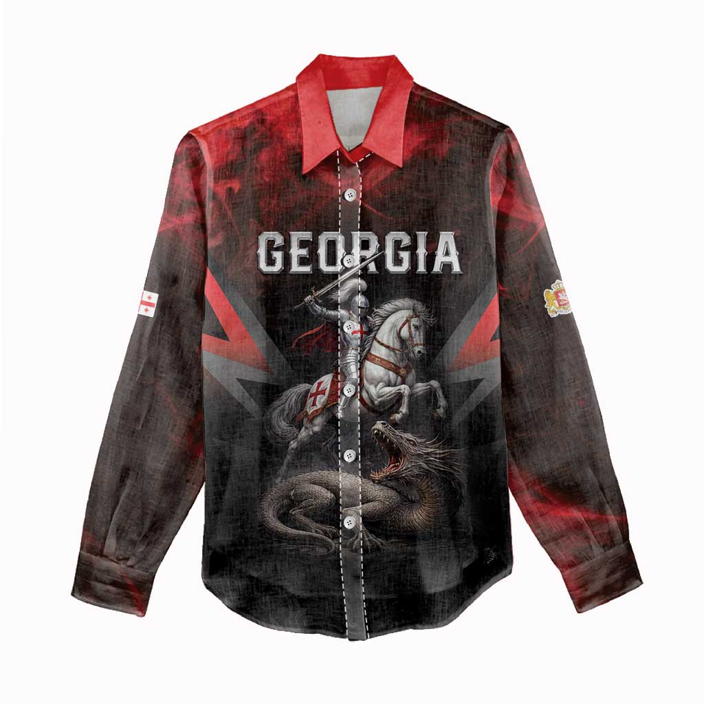 Georgia Coat Of Arms Women Casual Shirt Saint George And The Dragon