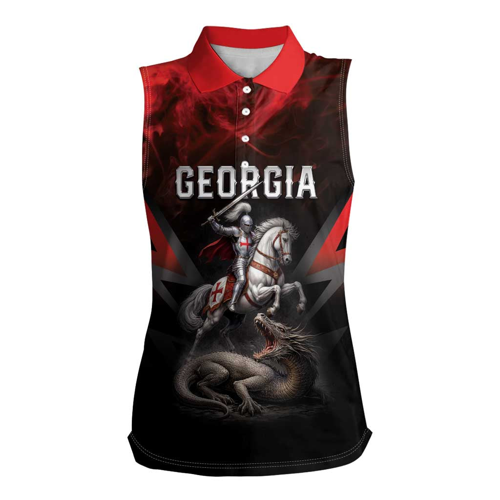 Georgia Coat Of Arms Women Sleeveless Polo Shirt Saint George And The Dragon