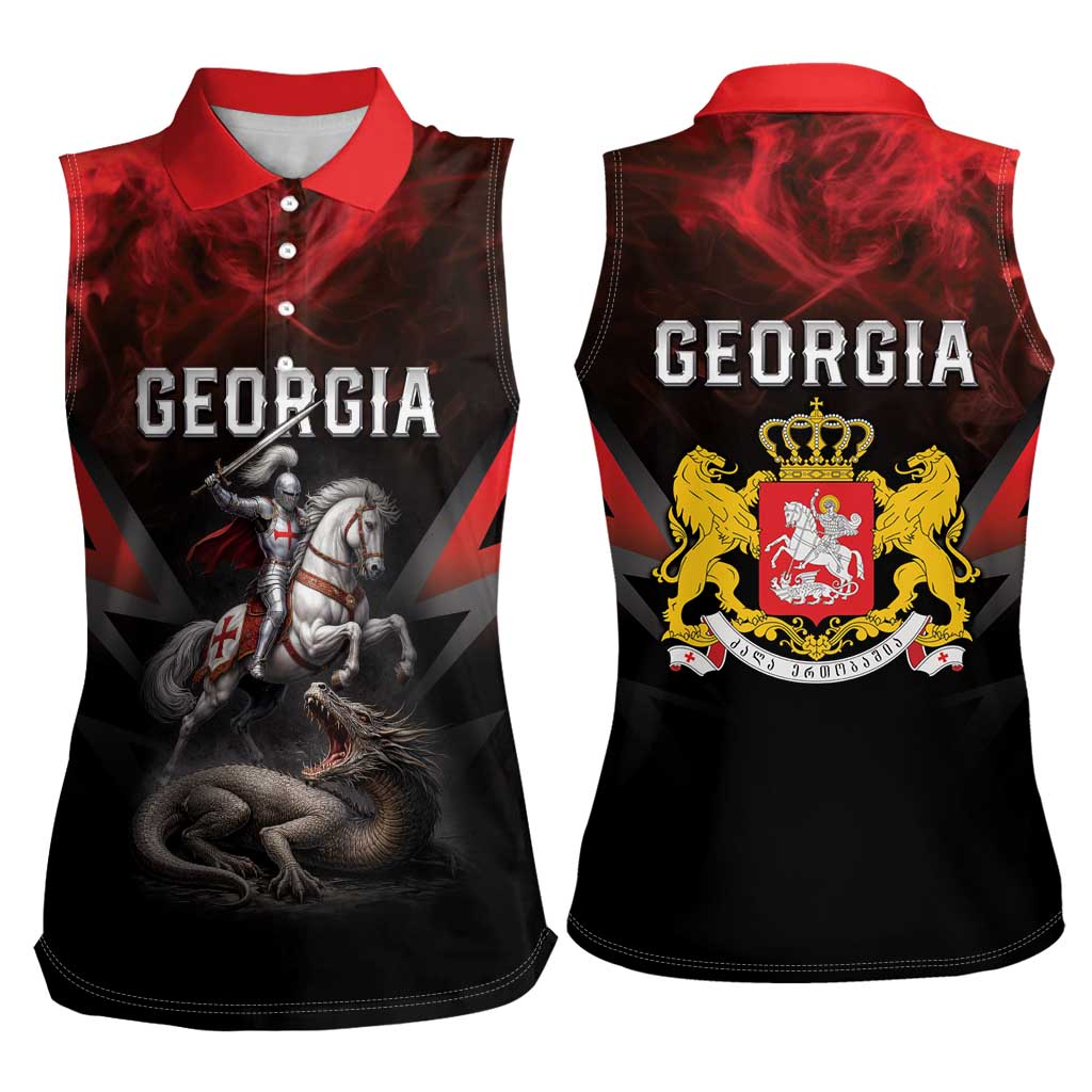 Georgia Coat Of Arms Women Sleeveless Polo Shirt Saint George And The Dragon