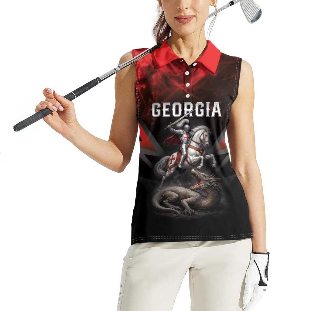 Georgia Coat Of Arms Women Sleeveless Polo Shirt Saint George And The Dragon
