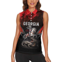 Georgia Coat Of Arms Women Sleeveless Polo Shirt Saint George And The Dragon
