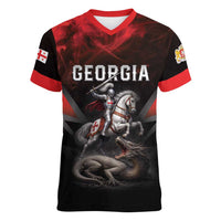 Georgia Coat Of Arms Women V-Neck T-Shirt Saint George And The Dragon
