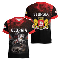 Georgia Coat Of Arms Women V-Neck T-Shirt Saint George And The Dragon