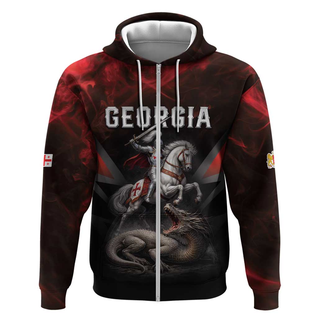 Georgia Coat Of Arms Zip Hoodie Saint George And The Dragon