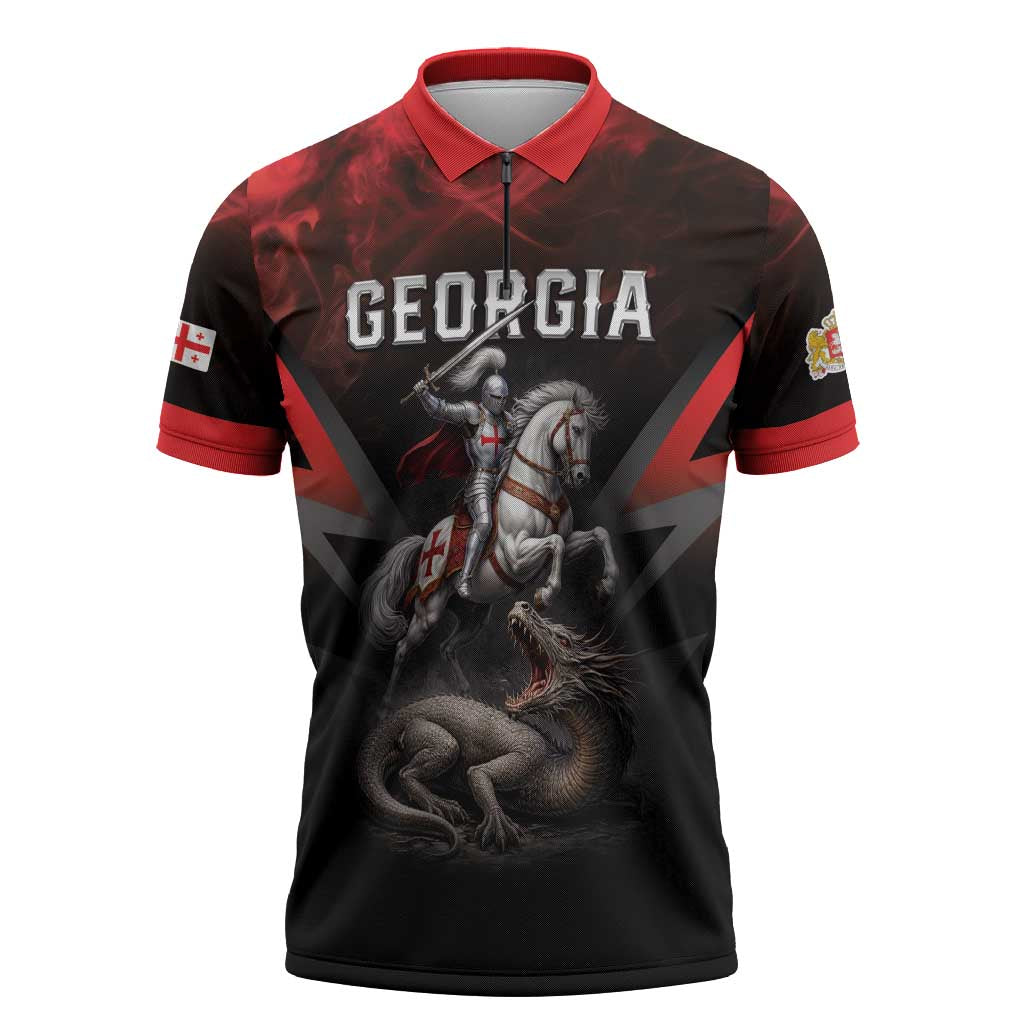 Georgia Coat Of Arms Zipper Polo Shirt Saint George And The Dragon