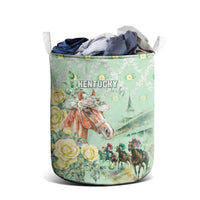 Kentucky Horse Racing Laundry Basket Rose Diamond Pattern Mint