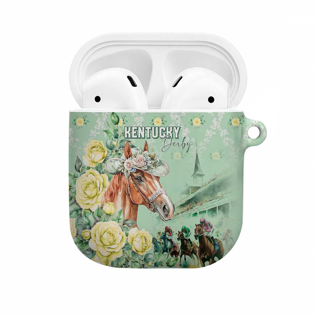 Kentucky Horse Racing AirPods Case Rose Diamond Pattern Mint