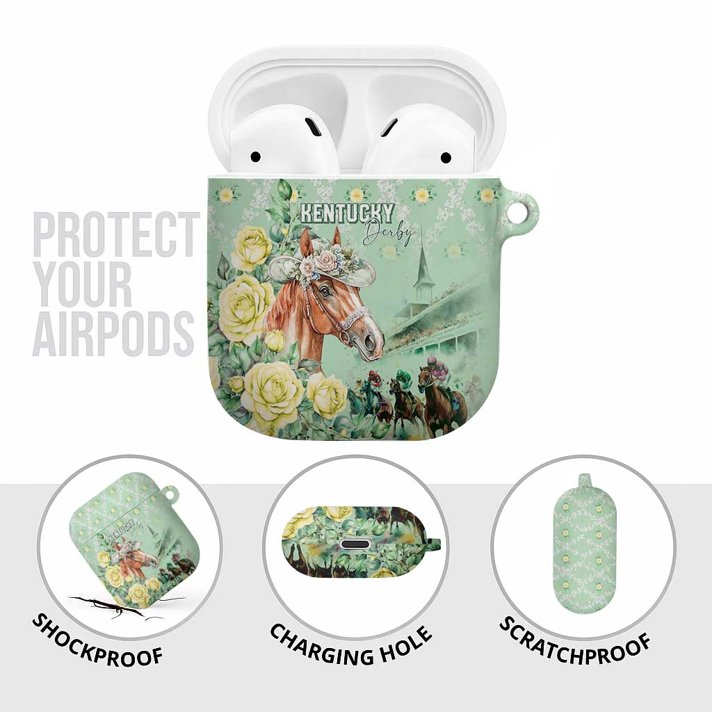 Kentucky Horse Racing AirPods Case Rose Diamond Pattern Mint