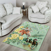 Kentucky Horse Racing Area Rug Rose Diamond Pattern Mint