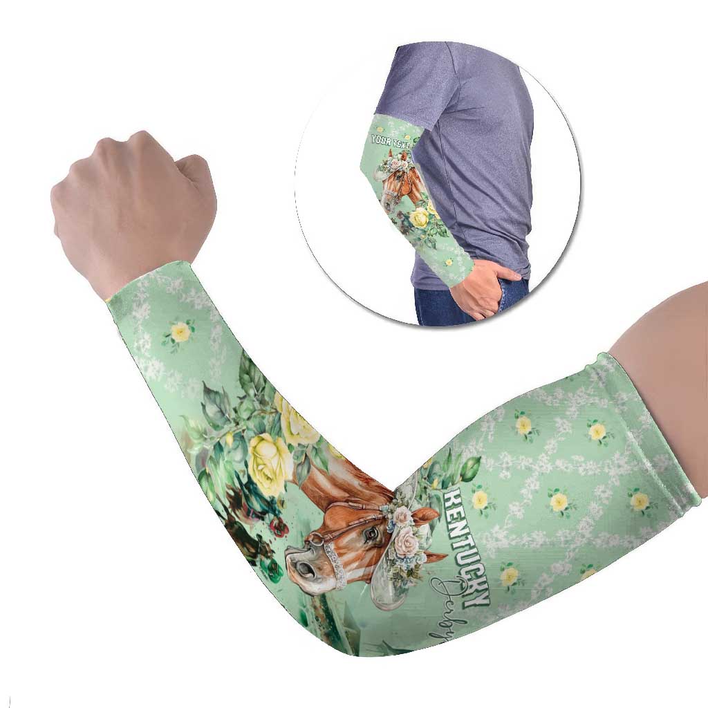 Personalized Kentucky Horse Racing Arm Sleeves Rose Diamond Pattern Mint