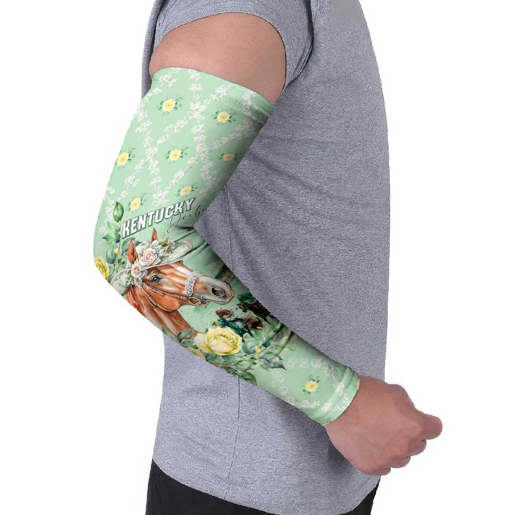 Personalized Kentucky Horse Racing Arm Sleeves Rose Diamond Pattern Mint
