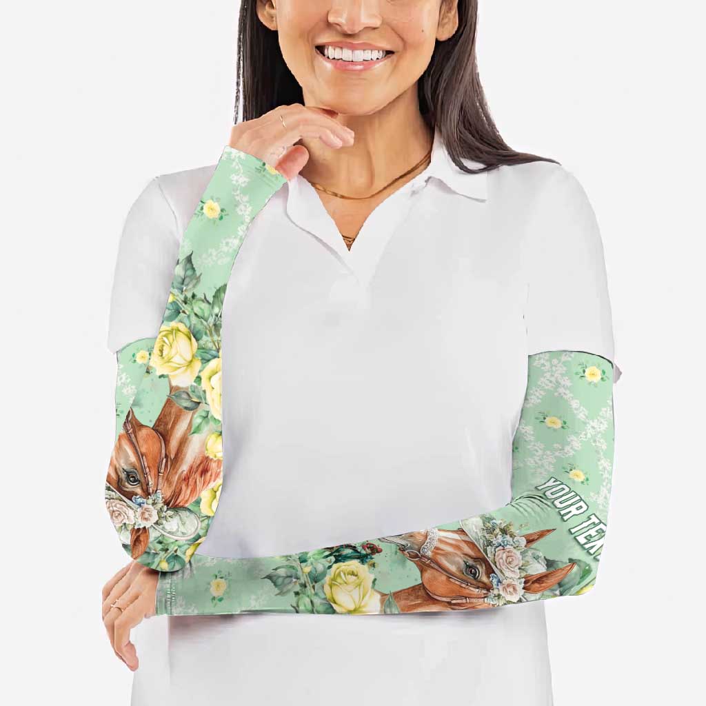Personalized Kentucky Horse Racing Arm Sleeves Rose Diamond Pattern Mint