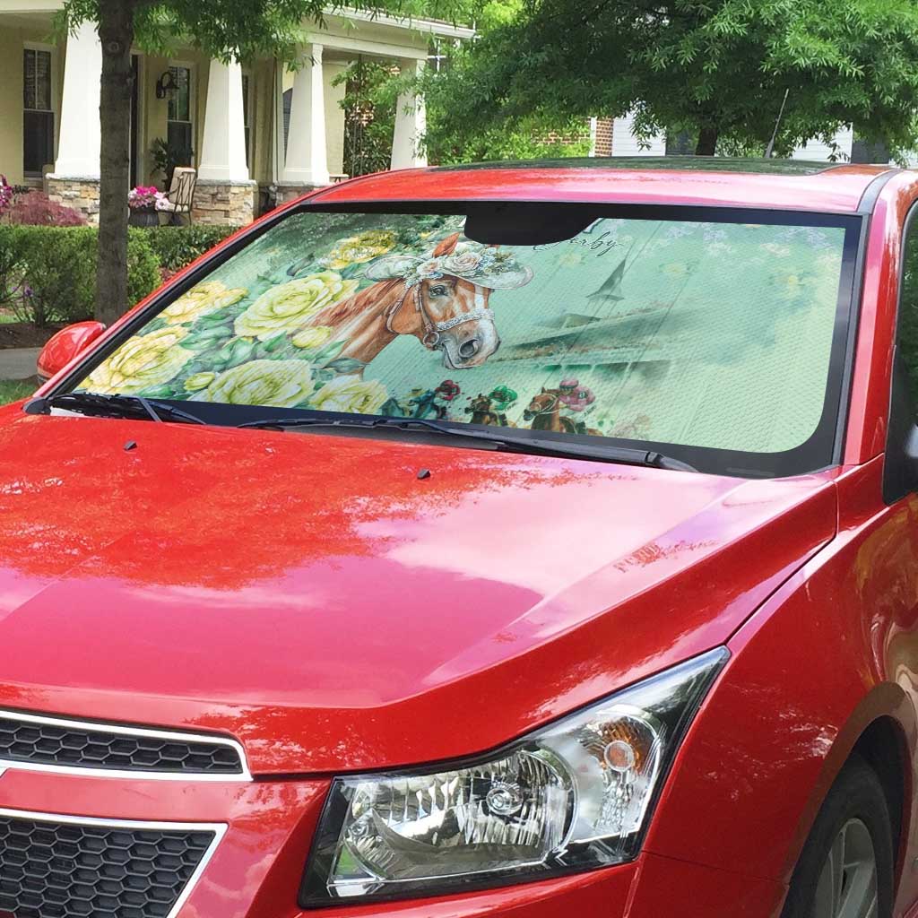 Kentucky Horse Racing Auto Sun Shade Rose Diamond Pattern Mint