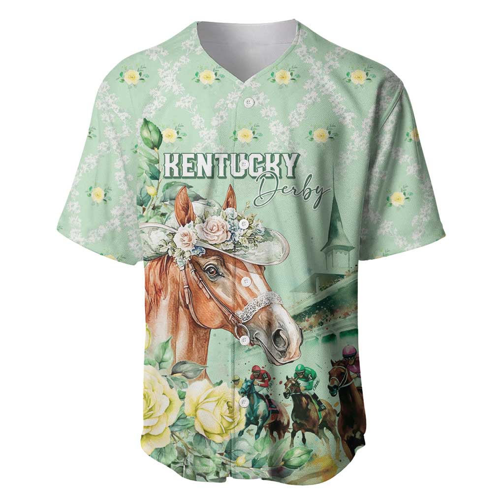 Personalized Kentucky Horse Racing Baseball Jersey Rose Diamond Pattern Mint