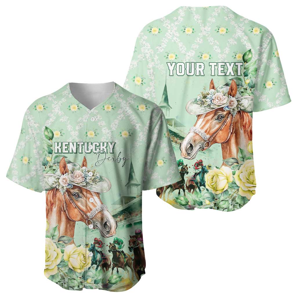 Personalized Kentucky Horse Racing Baseball Jersey Rose Diamond Pattern Mint